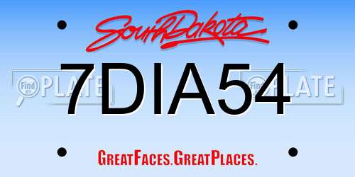 7DIA54 South Dakota License Plate