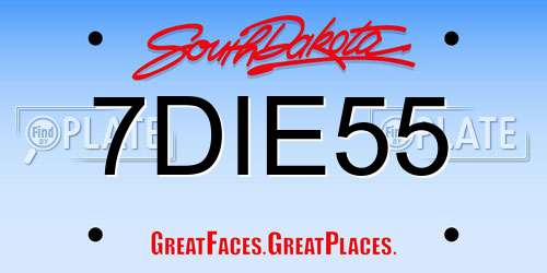 7DIE55 South Dakota License Plate