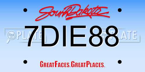 7DIE88 South Dakota License Plate