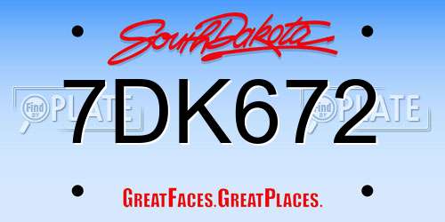 7DK672 South Dakota License Plate