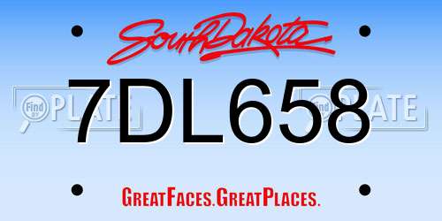 7DL658 South Dakota License Plate