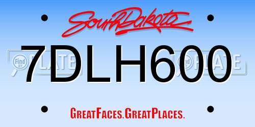7DLH600 South Dakota License Plate