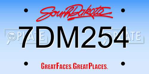 7DM254 South Dakota License Plate