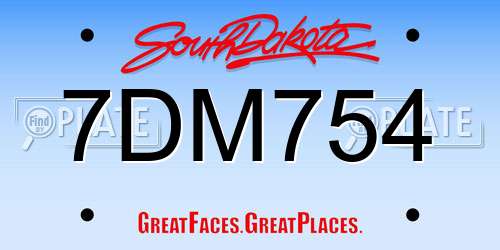 7DM754 South Dakota License Plate