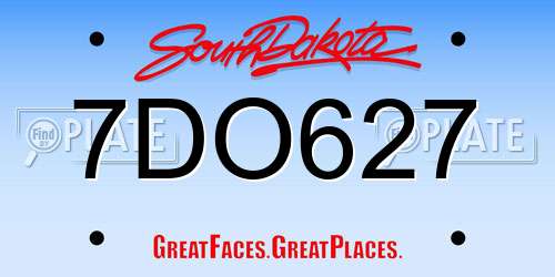 7DO627 South Dakota License Plate