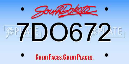 7DO672 South Dakota License Plate