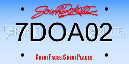 7DOA02 South Dakota License Plate