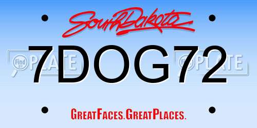 7DOG72 South Dakota License Plate
