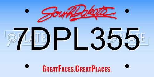 7DPL355 South Dakota License Plate