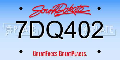 7DQ402 South Dakota License Plate