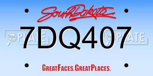 7DQ407 South Dakota License Plate
