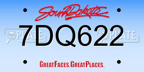 7DQ622 South Dakota License Plate