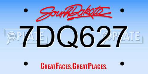 7DQ627 South Dakota License Plate