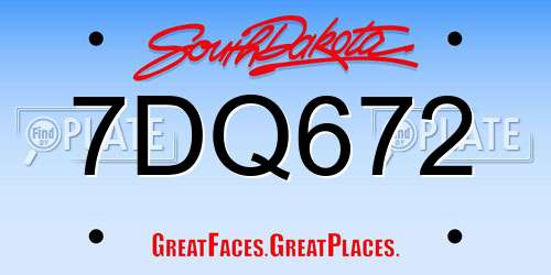 7DQ672 South Dakota License Plate