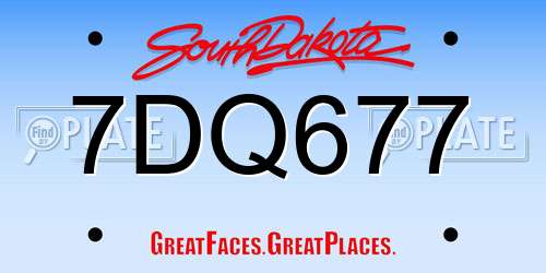 7DQ677 South Dakota License Plate