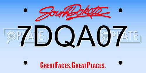 7DQA07 South Dakota License Plate
