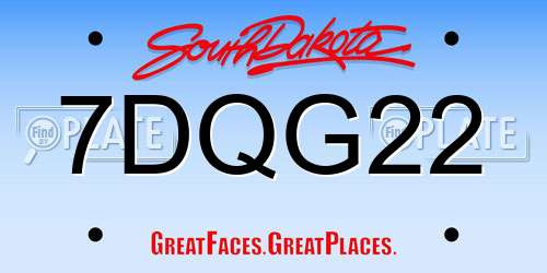 7DQG22 South Dakota License Plate
