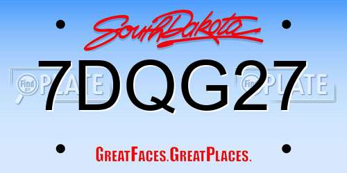 7DQG27 South Dakota License Plate