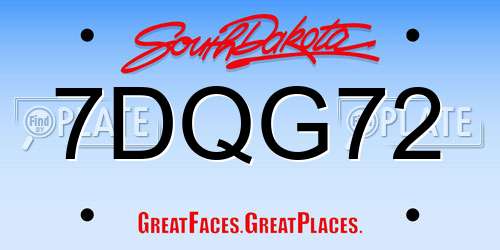 7DQG72 South Dakota License Plate
