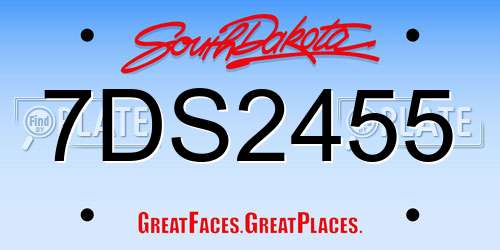 7DS2455 South Dakota License Plate