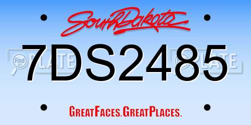 7DS2485 South Dakota License Plate
