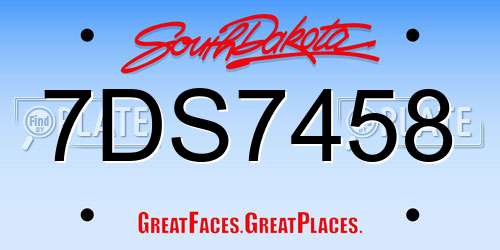 7DS7458 South Dakota License Plate