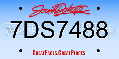 7DS7488 South Dakota License Plate