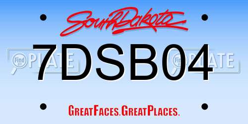 7DSB04 South Dakota License Plate