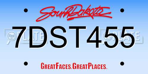 7DST455 South Dakota License Plate
