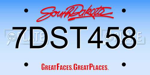 7DST458 South Dakota License Plate