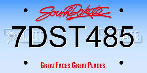 7DST485 South Dakota License Plate