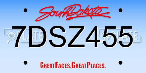 7DSZ455 South Dakota License Plate