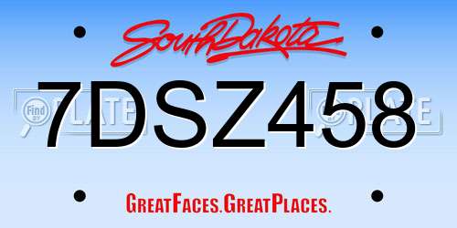 7DSZ458 South Dakota License Plate