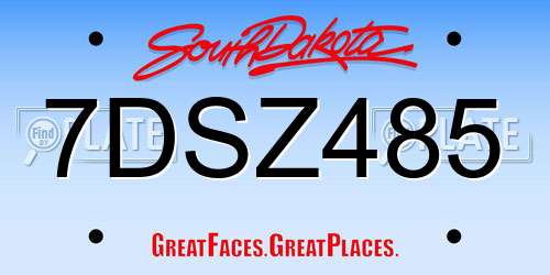 7DSZ485 South Dakota License Plate