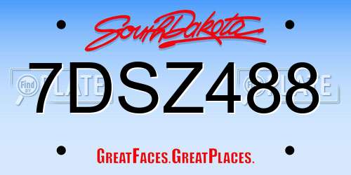7DSZ488 South Dakota License Plate