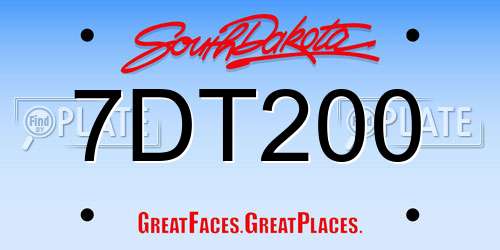 7DT200 South Dakota License Plate