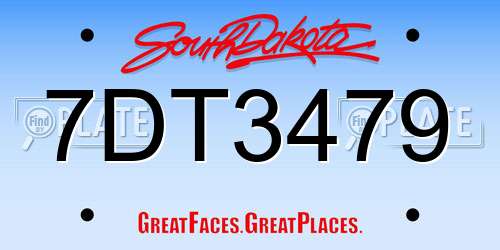 7DT3479 South Dakota License Plate
