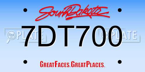 7DT700 South Dakota License Plate