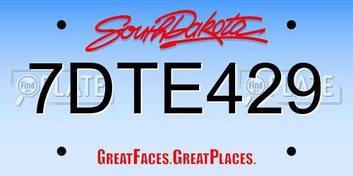 7DTE429 South Dakota License Plate