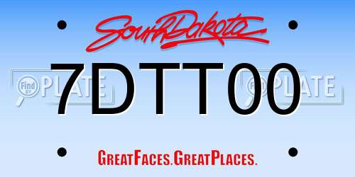7DTT00 South Dakota License Plate