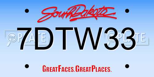 7DTW33 South Dakota License Plate