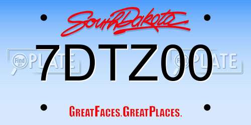 7DTZ00 South Dakota License Plate
