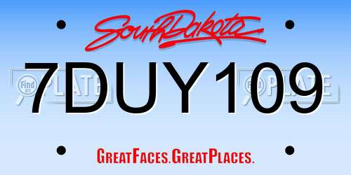 7DUY109 South Dakota License Plate
