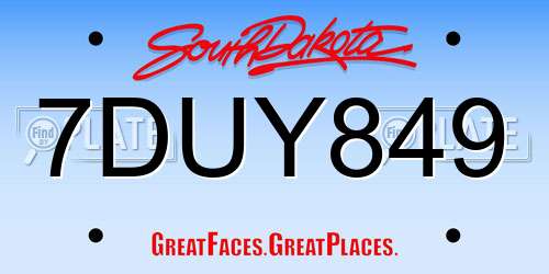 7DUY849 South Dakota License Plate