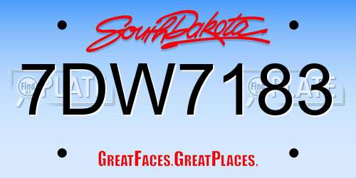 7DW7183 South Dakota License Plate