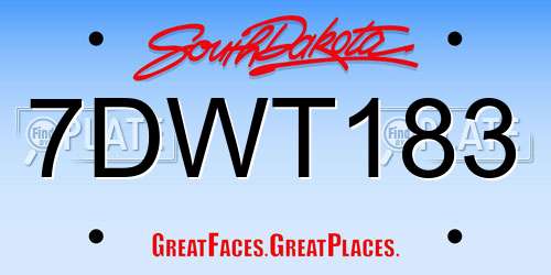 7DWT183 South Dakota License Plate