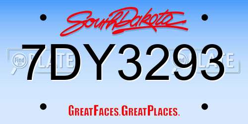 7DY3293 South Dakota License Plate