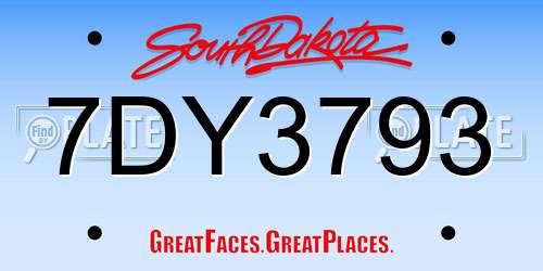 7DY3793 South Dakota License Plate
