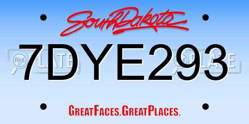 7DYE293 South Dakota License Plate
