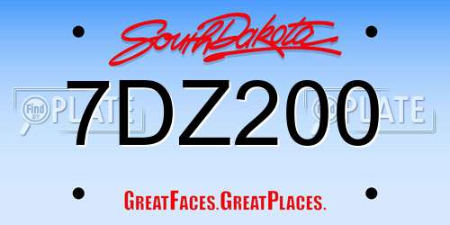 7DZ200 South Dakota License Plate